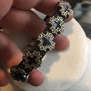 Faux leather cross bracelet